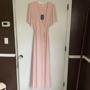 Wayf baby pink wrap dress